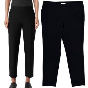 Eileen Fisher Mid-Rise Slim Side Zip Ankle Pants Organic Cotton Blend Black Sz M